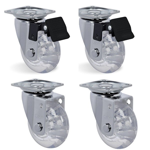 Rodízios de gel para móveis e máquinas placa giratória 4 peças de 50mm