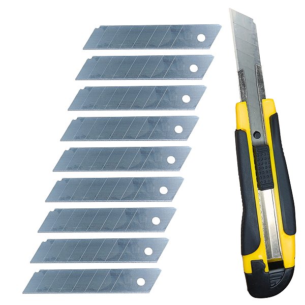 Estilete com 10 lâminas 18mm cabo emborrachado profissional Ranger