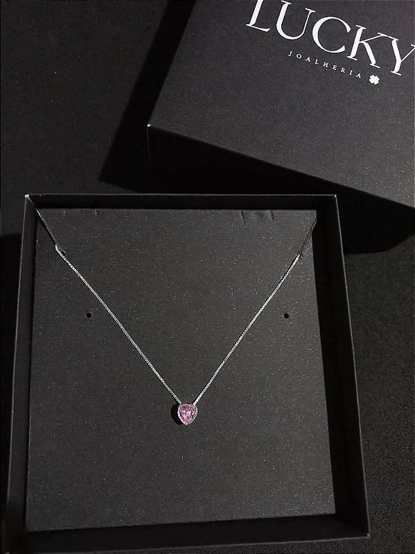 Colar Coração Rosa