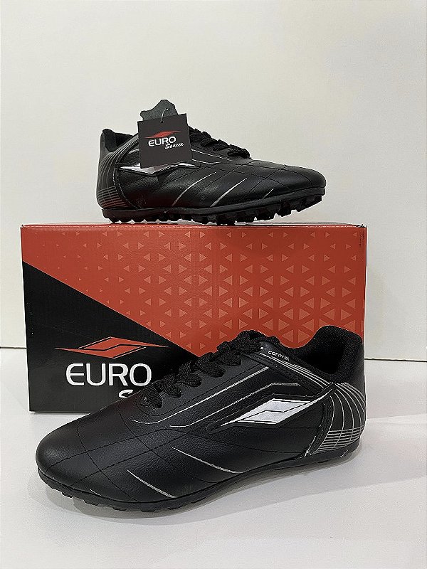 Chuteira Euro Soccer de couro - Preta