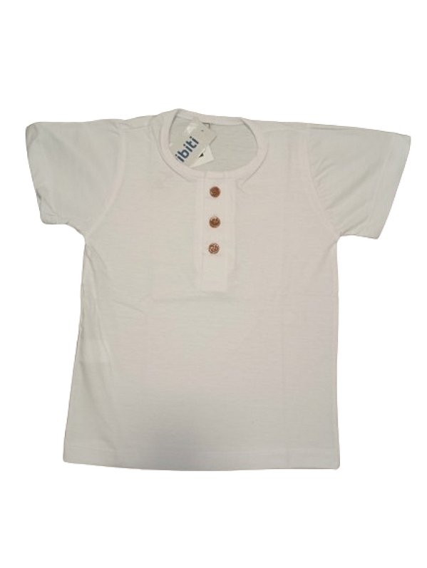 Camisa Malha Branca com Botão - Pibiti