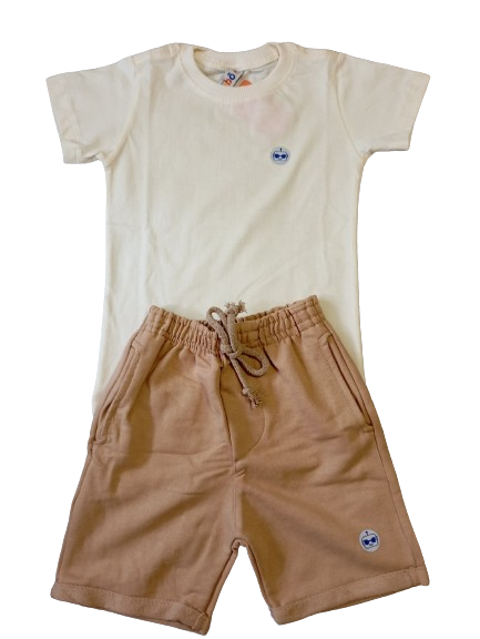 Conjunto Blusa Off + Bermuda Bege - A Marca do Robô