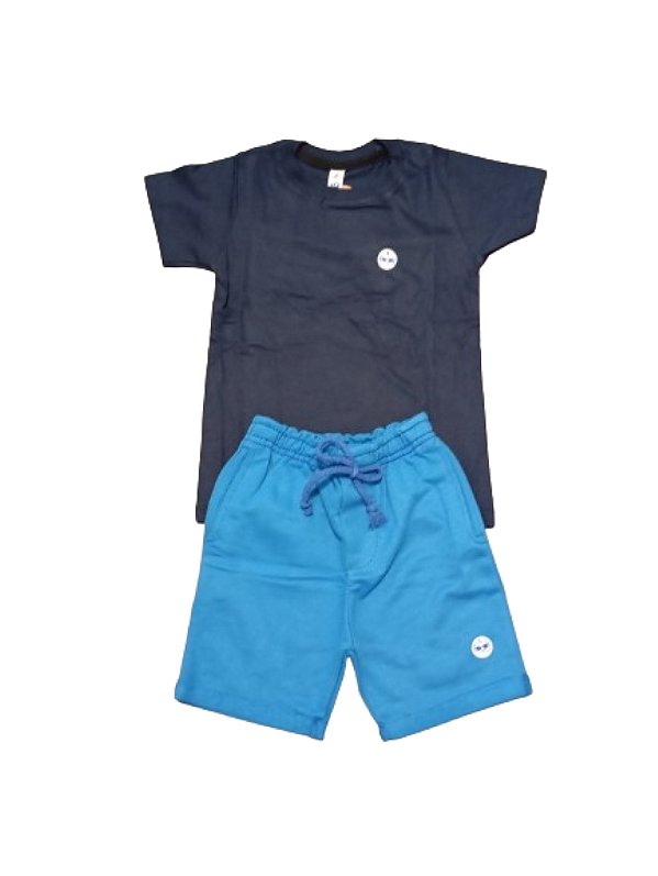 Conjunto Camisa Azul Marinho + Bermuda Azul - A Marca do Robô