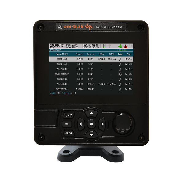 TRANSMISSOR/RECEPTOR AIS CLASSE A MODELO A 200 AIS. 12-24 V. HOMÓLOGO Nº: 56.0047