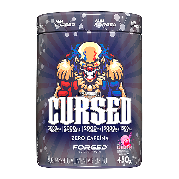 Pré-Treino Cursed 450g Sem Cafeína Forged Nutrition | HMB, Creatina, BCAA, Arginina, Tirosina | Alta Performance, Foco Mental, Energia Limpa, Treino Noturno, Fórmula Completa Premium
