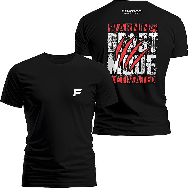 Camiseta Preta Beast Mode Casual 100% Algodão