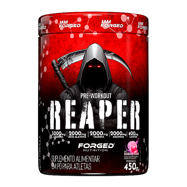 Pré-Treino Reaper 450g Alta Performance Forged Nutrition | Creatina, Arginina, Beta-Alanina, Cafeína, Taurina | Energia Explosiva, Força Máxima, Foco, Pump, Resistência e Volume Muscular