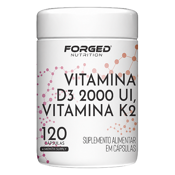 Vitamina D3 2000UI + Vitamina K2 MK7 120 cps| Saúde Óssea, Imunidade e Absorção de Cálcio | Clean Label | Sem Corantes | Alta Qualidade – Forged Nutrition