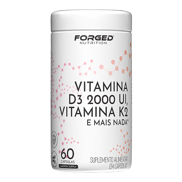Vitamina D3 2000UI + K2 + Magnésio Quelato 60 Cápsulas | Saúde Óssea, Imunidade e Absorção de Cálcio | Clean Label | Sem Corantes | Alta Qualidade – Forged Nutrition