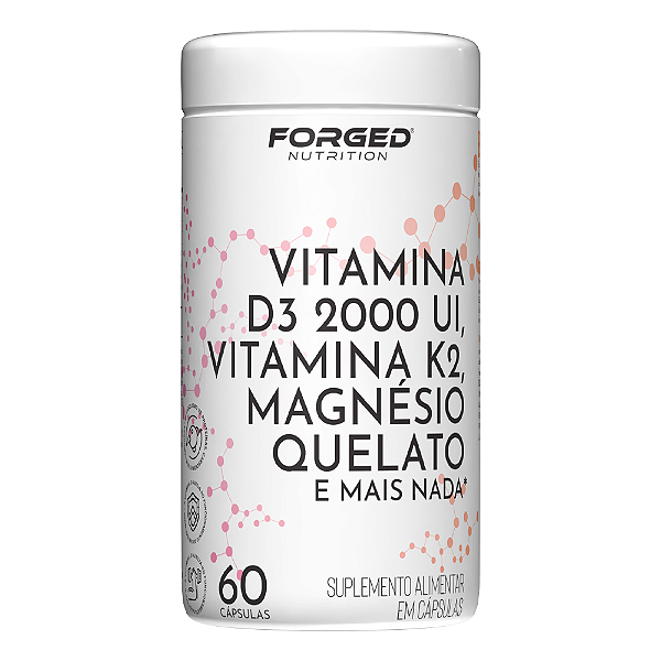 Vitamina D3 2000UI + K2 + Magnésio Quelato 60 Cápsulas | Saúde Óssea, Imunidade e Absorção de Cálcio | Clean Label | Sem Corantes | Alta Qualidade – Forged Nutrition