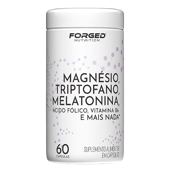 Magnésio, Triptofano, Melatonina, Ácido Fólico, Vitamina B6 - 60 Cápsulas Veganas, Relaxamento, Sono e Bem-Estar – Forged Nutrition
