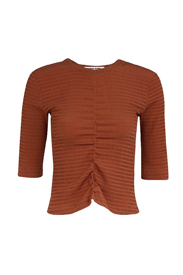 EUGÊNIA Blusa Manga Curta Nero Camel