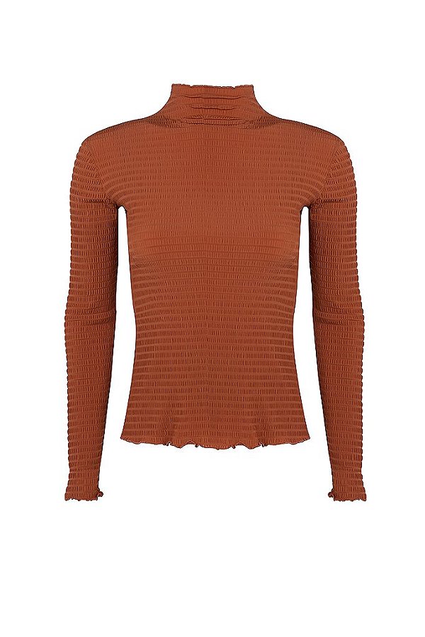 EUGÊNIA Blusa Gola Alta Basic Pigues Camel
