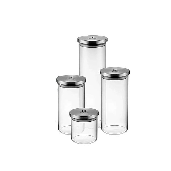 Conjunto Potes Vidro Tampa Inox 4 Unidades Electrolux