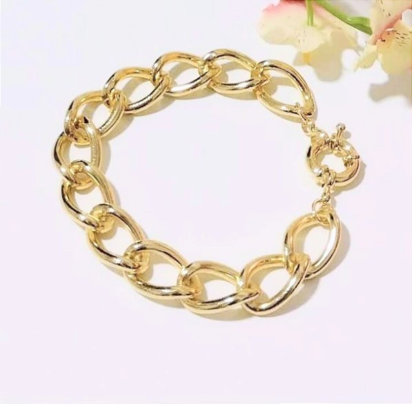 Pulseira Elos Torcidos Banhada em Ouro 18 k.