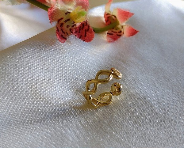 Piercing Fake Liso Vazado Banhado em Ouro 18 k.