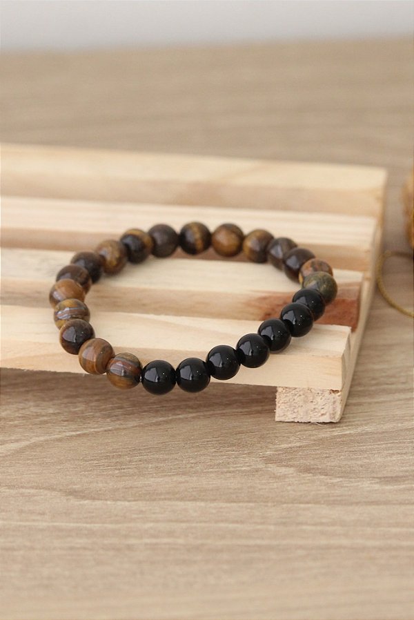 Pulseira Olho de Tigre e Ônix