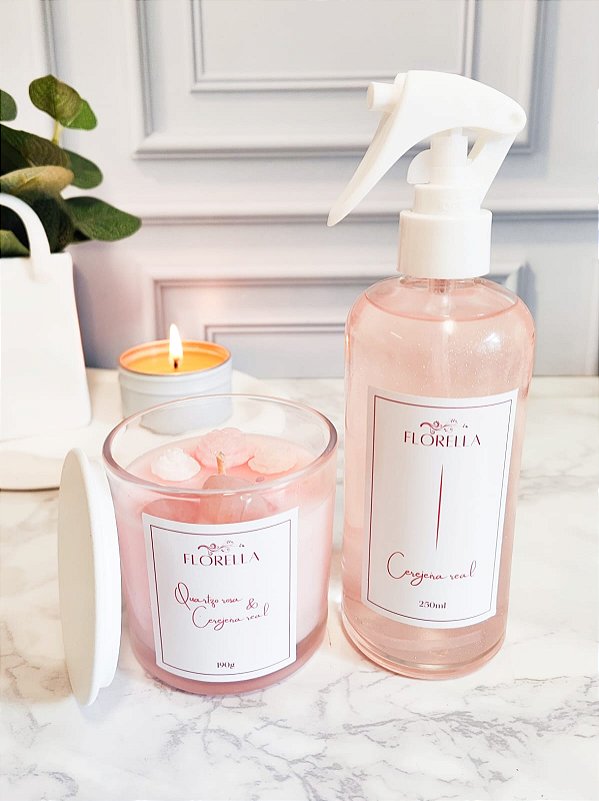 Kit quartzo rosa & cerejeira real