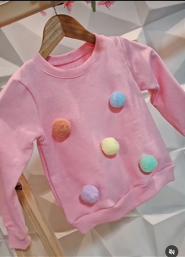 Casaco Pompom Rosa