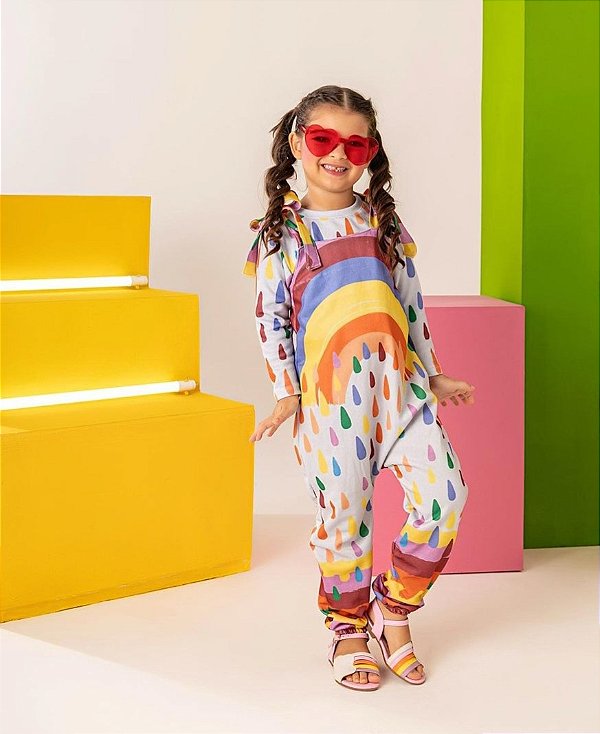 Macacão Saruel + Casaquinho Chuva de Amor