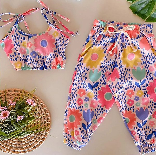 Conjunto Cropped e Calça Funny