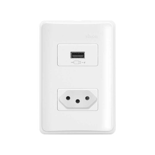 CONJUNTO TOMADA USB 2.1A+TOMADA 2P+T SIMON 10A BR 19.952-30