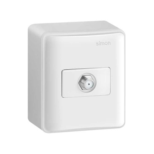 CONJUNTO CAIXA SOBREPOR SIMON COM TOMADA COAXIAL PARA TV 75ohms BR 19.975-30