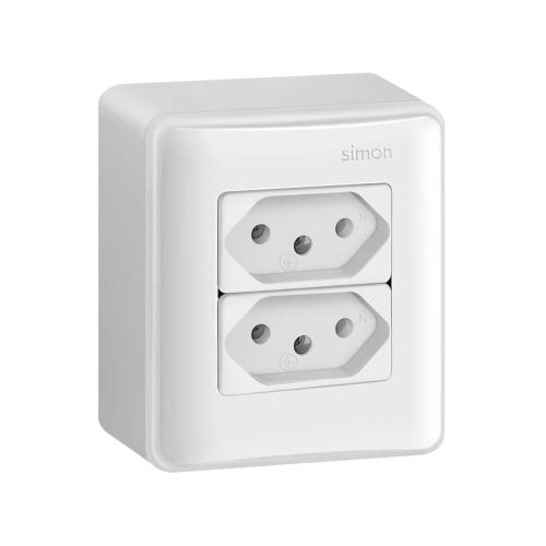 CONJUNTO CAIXA SOBREPOR SIMON COM 2 TOMADAS 2P+T 10A BR 19.981-30