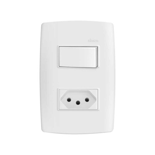 CONJUNTO INTERRUPTOR SIMPLES SIMON + TOMADA 2P+T 10A 4x2 BR 30.956-30