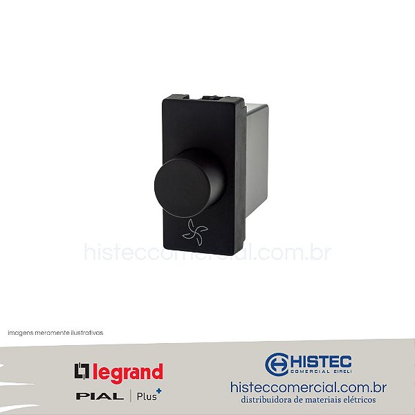DIMMER ROTATIVO PARA VENTILADOR  160VA BIVOLT PRETO 611027PT PIAL PLUS+