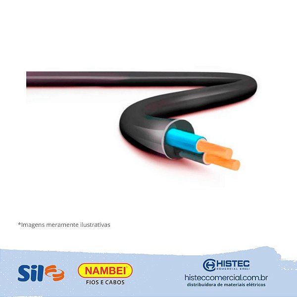 CABO PP SILFLEX 500V 2x1,0MM2 PRETO SIL OU NAMBEI de acordo com a disponibilidade