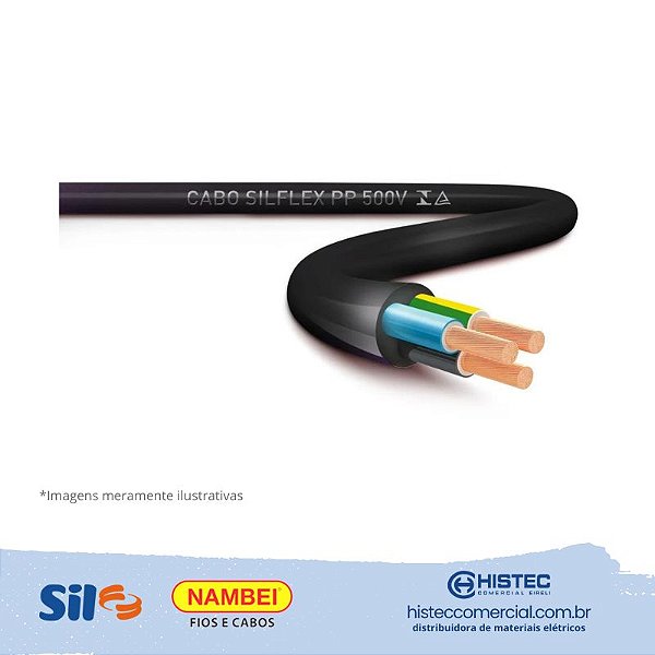 CABO PP SILFLEX 500V  3x1,5MM2 PRETO SIL OU NAMBEI de acordo com a disponibilidade