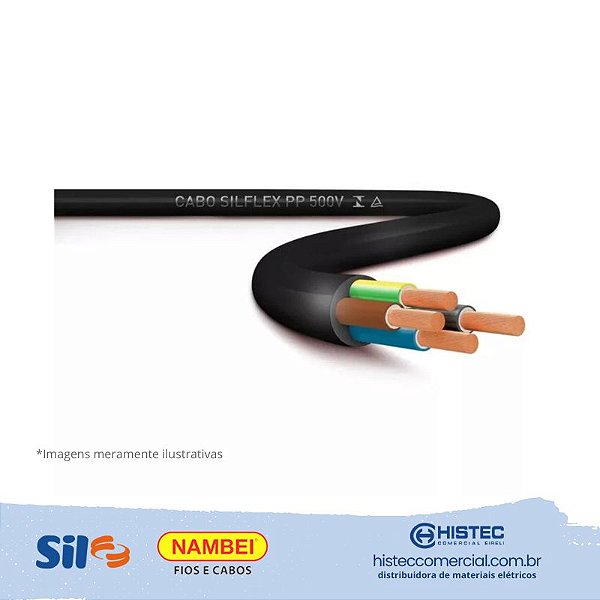 CABO PP SILFLEX 500V 4x2,5MM2 PRETO SIL OU NAMBEI de acordo com a disponibilidade