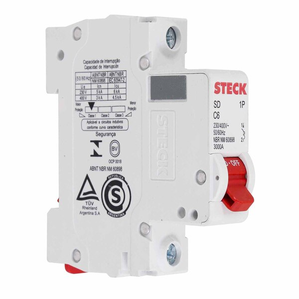 DISJUNTOR MONOPOLAR STECK SD-61.C.06 6A 3KA