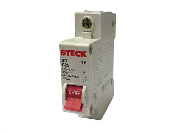 DISJUNTOR MONOPOLAR STECK SD-61.C.25 25A 3KA