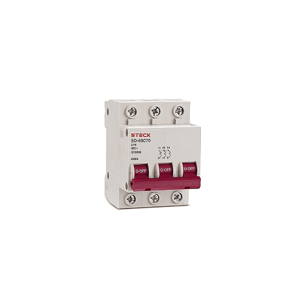 DISJUNTOR TRIPOLAR STECK SD-63.C.70 70A 4,5KA
