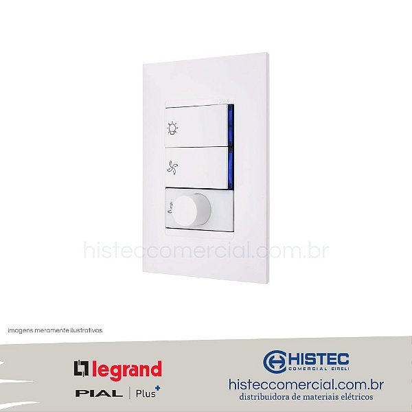 CONJUNTO CONTROLE VENTILADOR BIVOLT 4x2 611125BC PIAL PLUS+