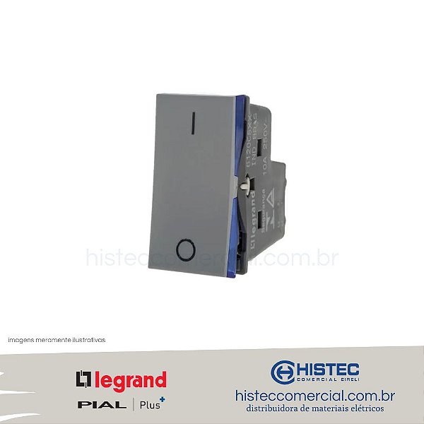INTERRUPTOR BIPOLAR SIMPLES 10A CINZA 612005CZ PIAL PLUS+