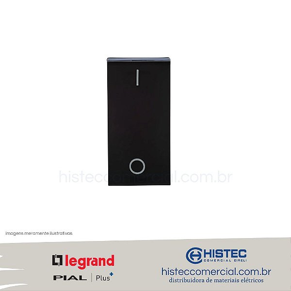 INTERRUPTOR BIPOLAR SIMPLES 10A PRETO 612005PT PIAL PLUS+
