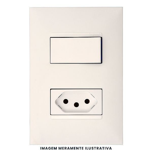 CONJUNTO INTERRUPTOR SIMPLES + TOMADA 2P+T 10A 4x2 BR 615074BC PIAL PLUS+