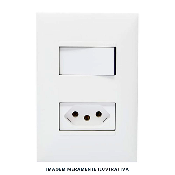 CONJUNTO INTERRUPTOR SIMPLES + TOMADA 2P+T 20A 4x2 BR 615073BC PIAL PLUS+