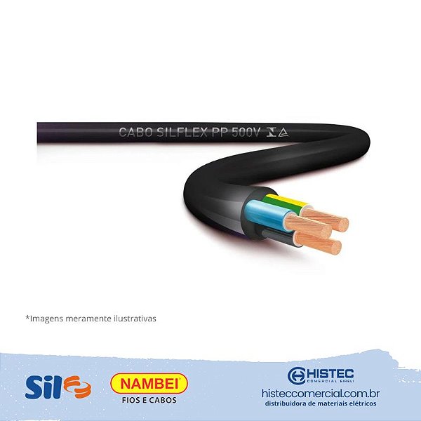 CABO PP SILFLEX 500V  3x6,0MM2 PRETO SIL OU NAMBEI de acordo com a disponibilidade