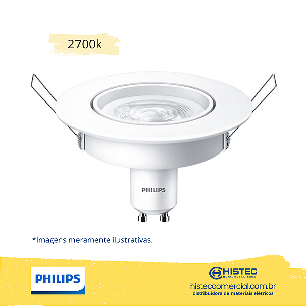 LUMINÁRIA LED SPOT PHILIPS 5W/827 36º BIVOLT SPOT LED 5-50W QUENTE REDONDA