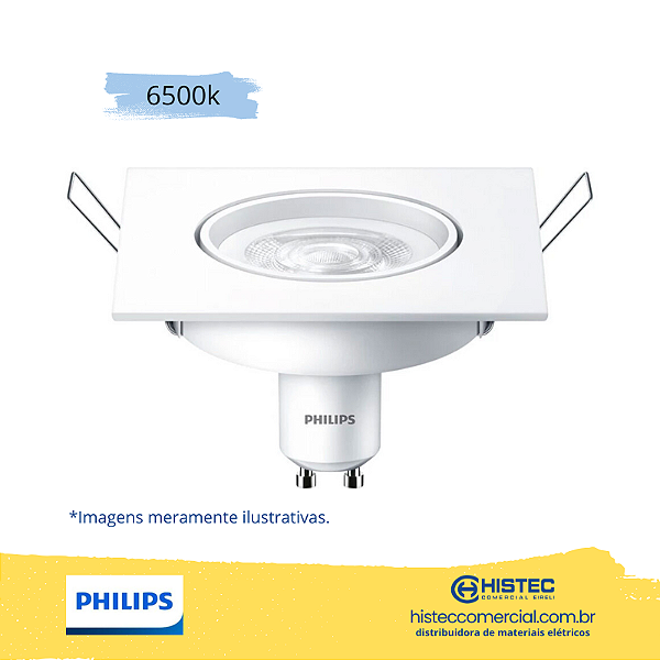 LUMINÁRIA LED SPOT PHILIPS 5W/865 36º BIVOLT SPOT LED 5-50W FRIA QUADRADA