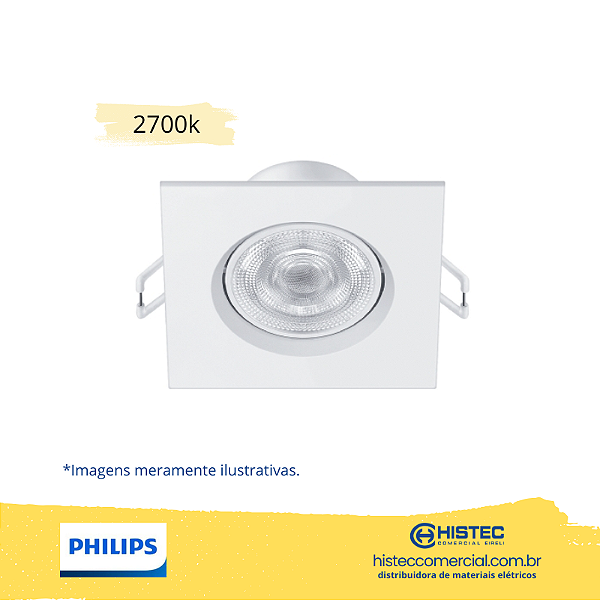 LUMINÁRIA LED SPOTKIT SL052 PHILIPS QUADRADA 4,2W 2,7K 350L BIVOLT BRANCA