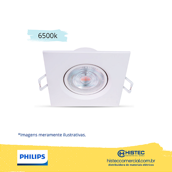 LUMINÁRIA LED SPOTKIT SL052 PHILIPS QUADRADA 4,2W 6,5K 380L BIVOLT BRANCA
