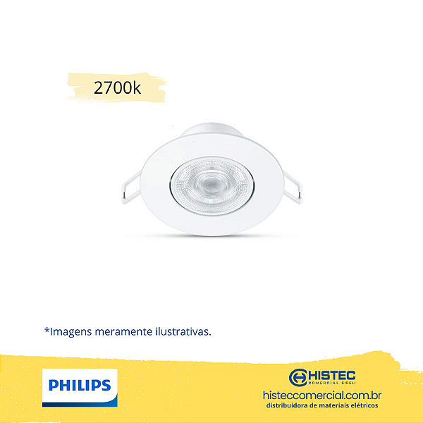 LUMINÁRIA LED SPOTKIT SL052 PHILIPS REDONDA 4,2W 2,7K 350L BIVOLT BRANCA