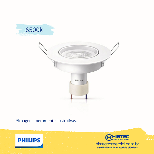 LUMINÁRIA LED SPOTKIT SL052 REDONDA PHILIPS 6,2W 6,5K 550L BIVOLT BRANCA