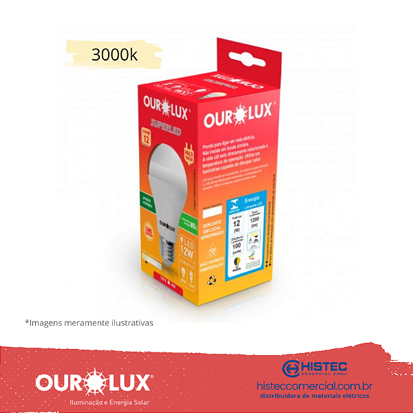 LÂMPADA SUPERLED BULBO OUROLUX 12W BIVOLT 3000K E27 20047 - Histec ...