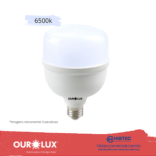 LÂMPADA SUPERLED BULBO  T ALTA POTÊNCIA OUROLUX 40W E27 BIVOLT 6500K 20365